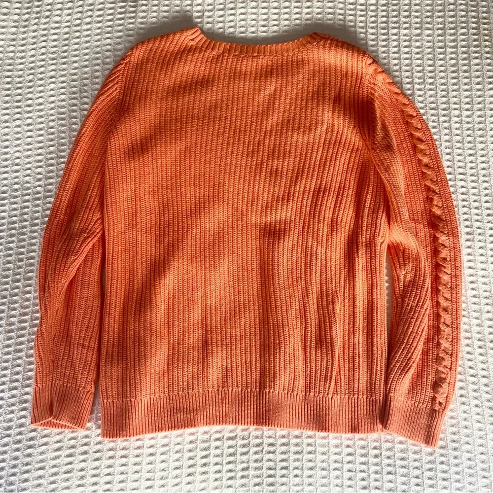 Talbots orange cotton blend crewneck sweater size Small